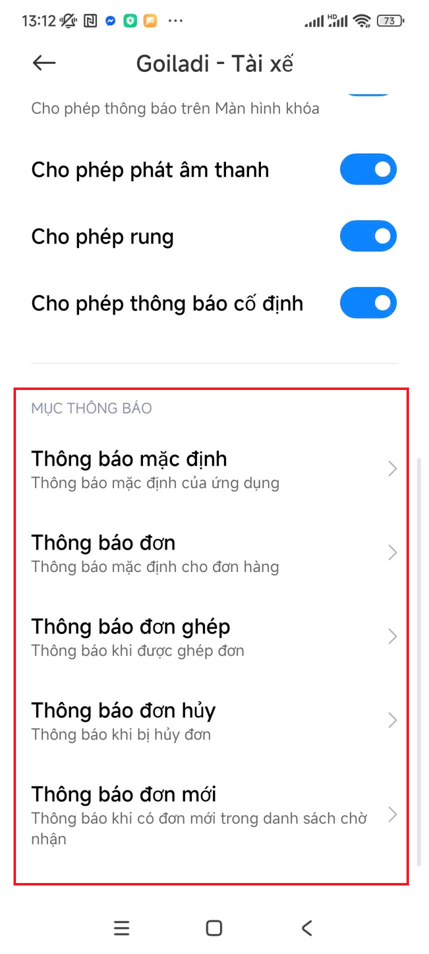 Các nhóm thông báo GOILADI Tài Xế